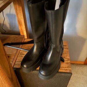 UGG Black Leather with Side zippers